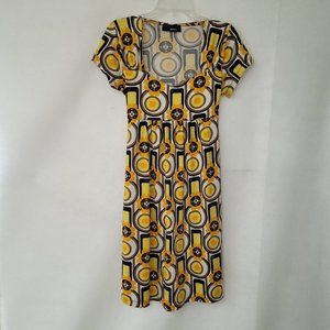 Hypnotik Dress Womens M Short Sleeve Scoop Neck Stretch Retro Print 70s‎ 80s 90s